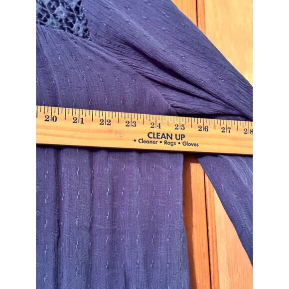 Free People Navy crochet coastal cowgirl oversized L Boho drapey blouse Navy - Picture 6 of 10